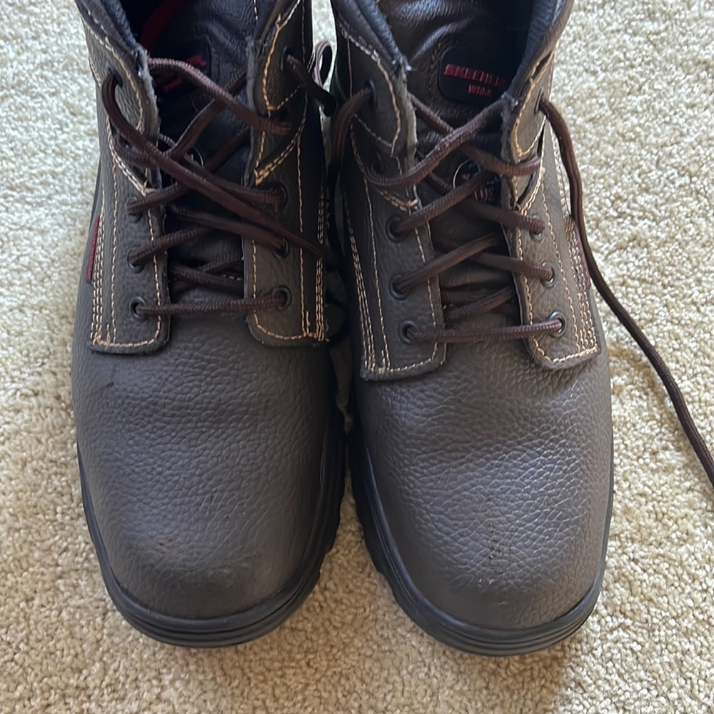 Like New Sketchers 11 Work Boots Brown Steel Toe - Picture 2 of 8